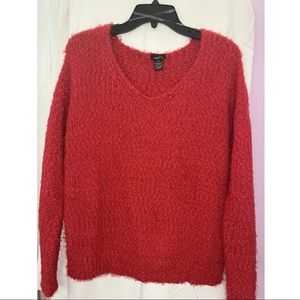 Rue21 Red Fuzzy Eyelash Knit Tunic Sweater